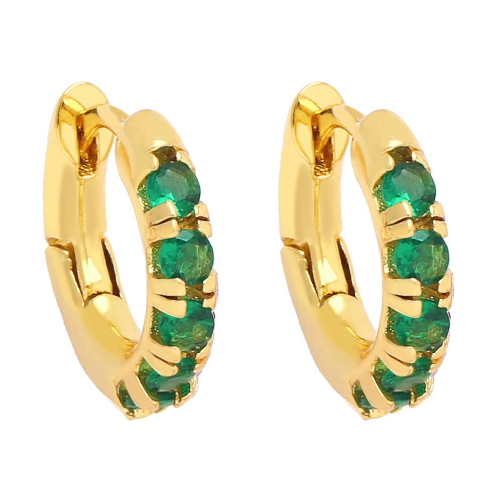 2023 New Diamond Studded Single Row Earrings Earrings Geometric Circle Earrings Simple European And American Light Luxury Color Zircon Earrings