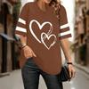 Summer Heart-Shaped 3D Print T-shirt Women Streetwear Casual T Shirts Y2k Tops Woman Harajuku V-Neck Tees Oversized Clothing