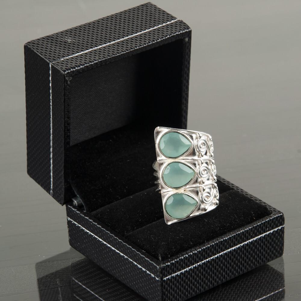 Aqua Chalcedony  Gemstone 925 Sterling Silver Jewelry Handcrafted Designer Ring RR-20-14