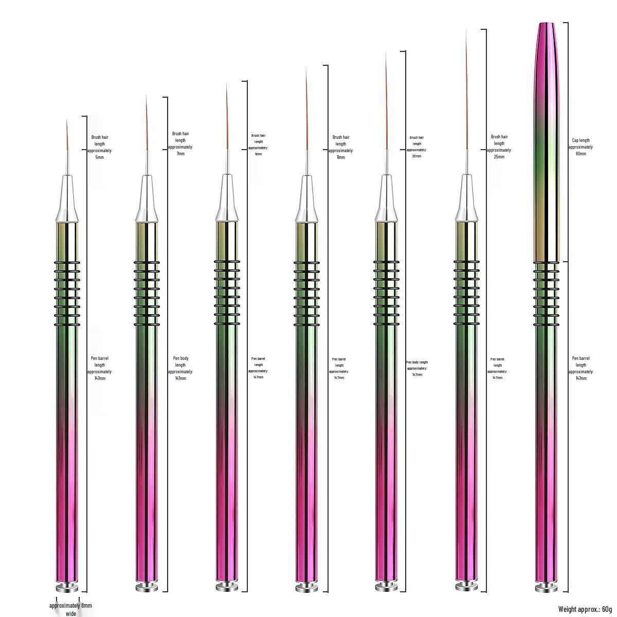 

Premium 6-Piece Nail Art Liner Brush Set with Gel Polish and Non-Slip Silicone Handles