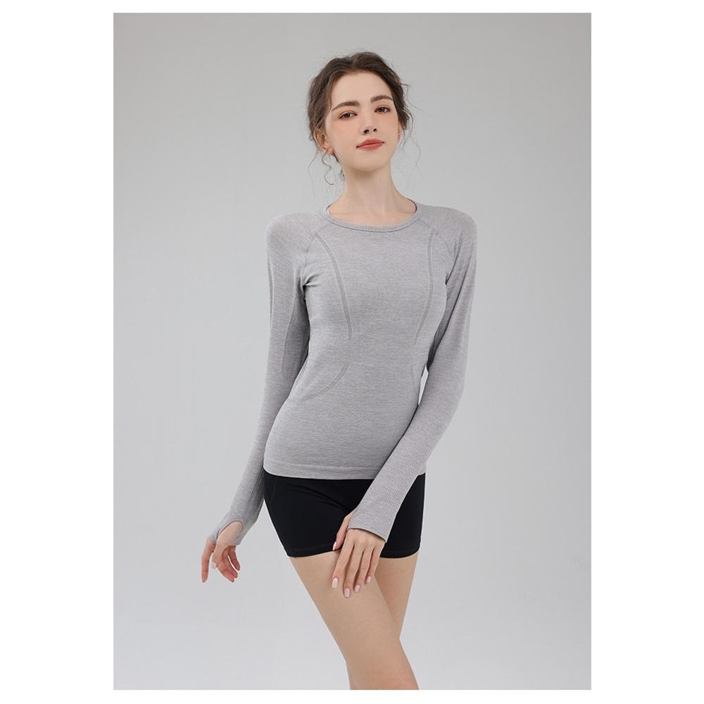 Sports Tops For Women In Autumn And Winter, Tight Fitting Round Neck Yoga Clothes, Professional Running, Pilates Training, Gym Clothes, Long Sleeves