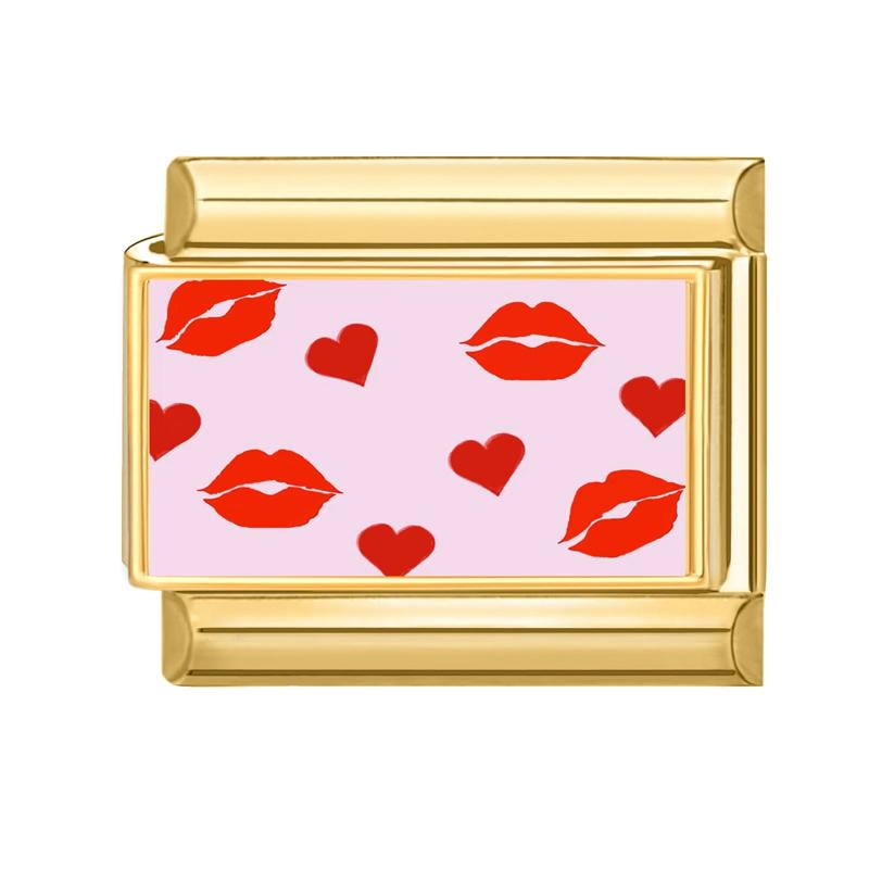 New Vintage Golden Charm Strawberry Heart Flower Bow Cat Dog Italian Charm Links Fit 9MM Stainless Steel Bracelet DIY Making