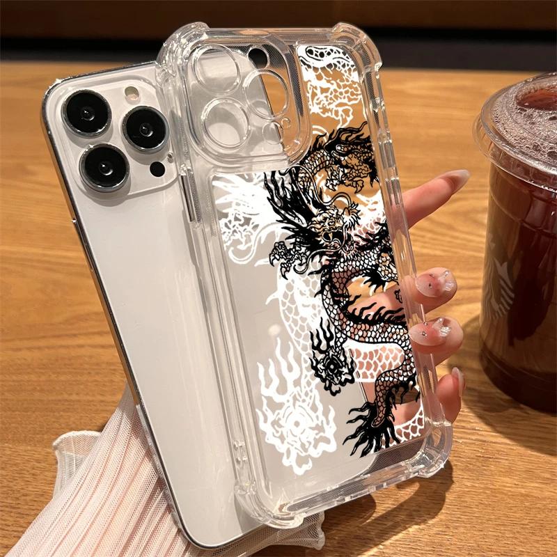 New Cool Dragon Clear Anti-drop Phone Case For iPhone 16 Pro Max 15 14 13 12 11 X XR XS 7 8 16 Plus SE Shockproof Silicone Cover