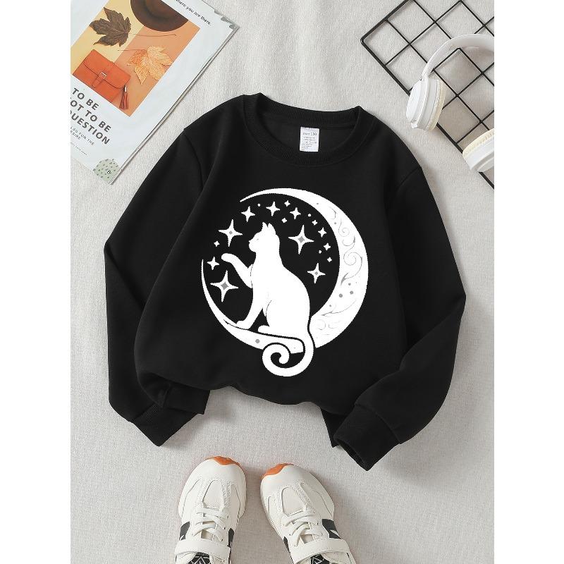 European sizes Kids' Round Neck Fashion Sweatshirt Featuring Adorable Animal Prints,  Casual Comfortable