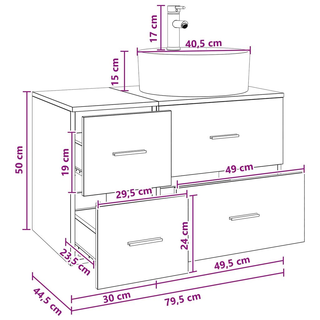 Bathroom Furniture Set 2 Pcs Black Oak Engineered Wood