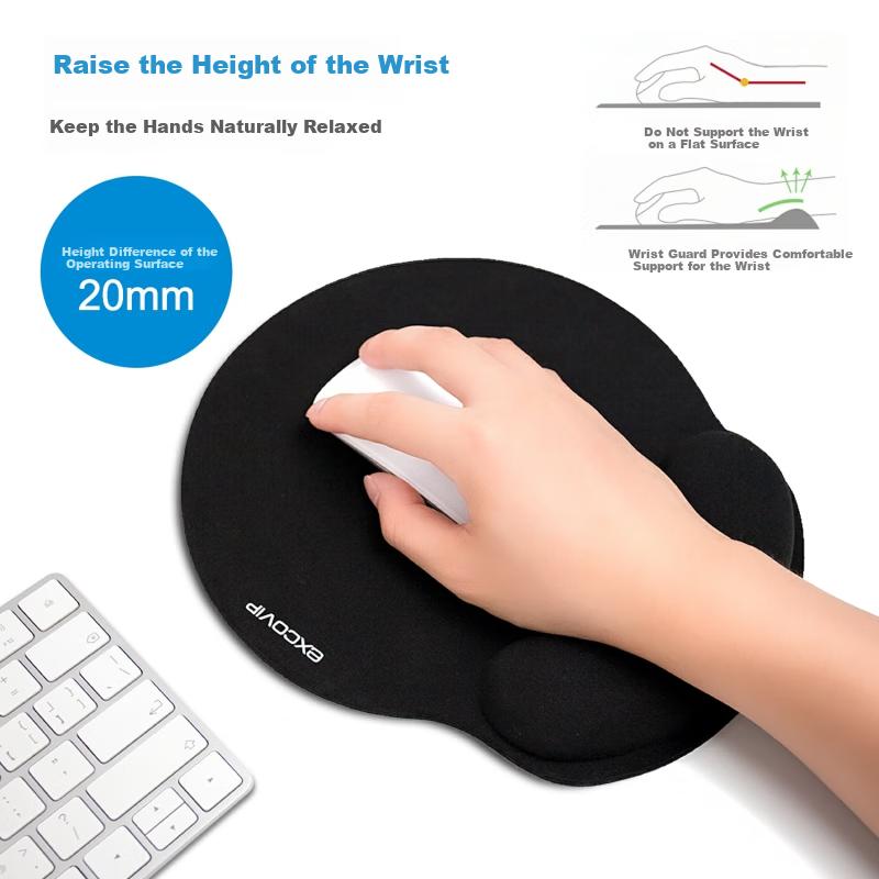 Comfortable Memory Foam, Ergonomic Business Wrist Rest Mouse Pad, Desk Mouse Wrist Support, Notebook Hand Rest Medium Size Thick Palm Pad Black 3624