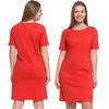 Women's Cotton Dress Short Sleeve Above Knee Comfortable MORAJ S RED