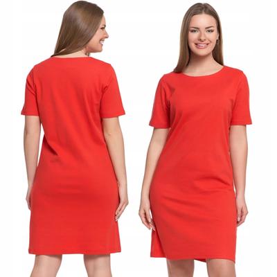 Women's Cotton Dress Short Sleeve Above Knee Comfortable MORAJ S RED