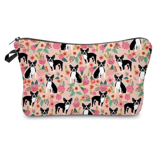 Cosmetic Bag Portable with Zipper Large Capacity Bag Floral Print Compact Travel Makeup Organizer for Cosmetics And Small