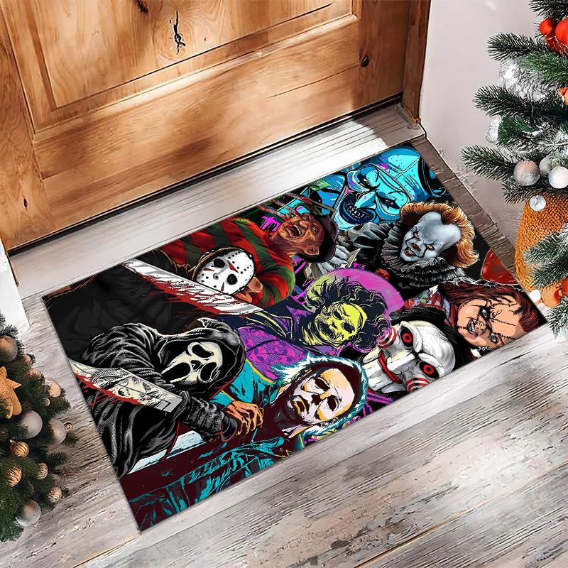 Horror Printed Flannel Area Rug Non Slip Soft Polyester Floor Carpet Indoor Decor Mat for Bedroom Living Room Sofa