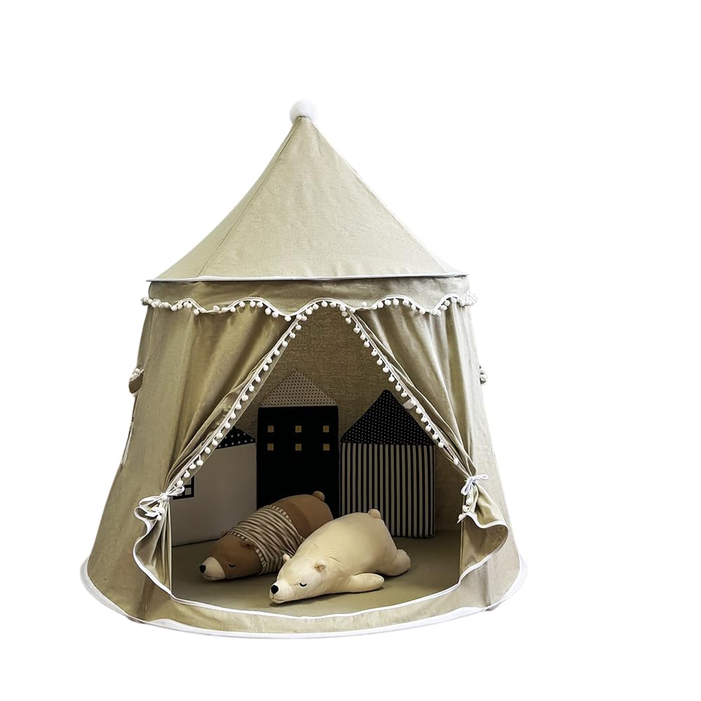 

NASSIA Kids Tent, Indoor Secret Base, Canvas Playhouse for Kids, Easy Assembly, for Girls and Boys, Castle, Kindergarten, Parent-Child Room (Beige)