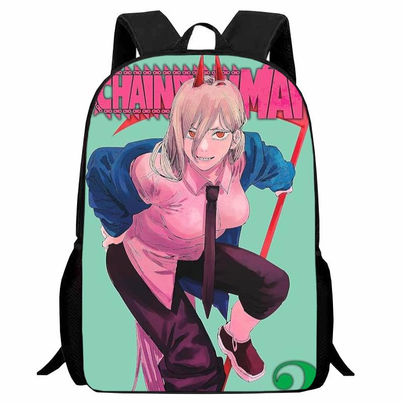 Printed Two-Dimensional Chainsaw Man Schoolbag, Primary School Student Cartoon Chaaw Man Backpack