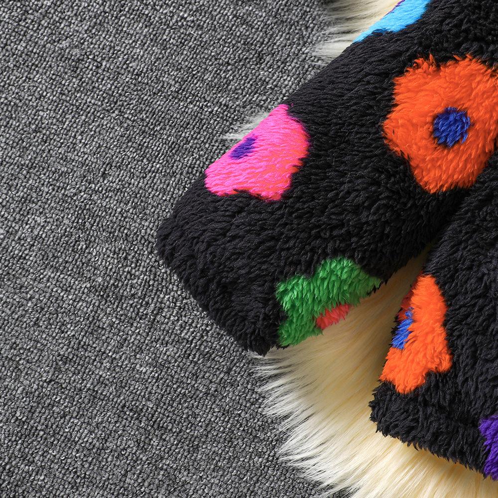 Barnkläder Ny Höst Vinter Flickors Färgglad Småblommig Plyschjacka