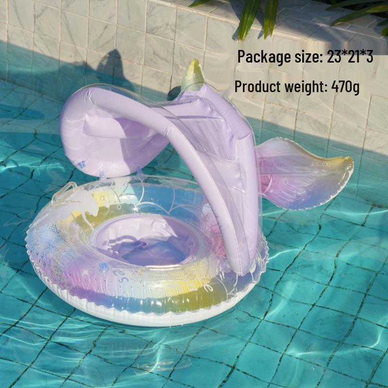 Large Toddler Boat-Themed Swimming Ring with Canopy & Steering Wheel