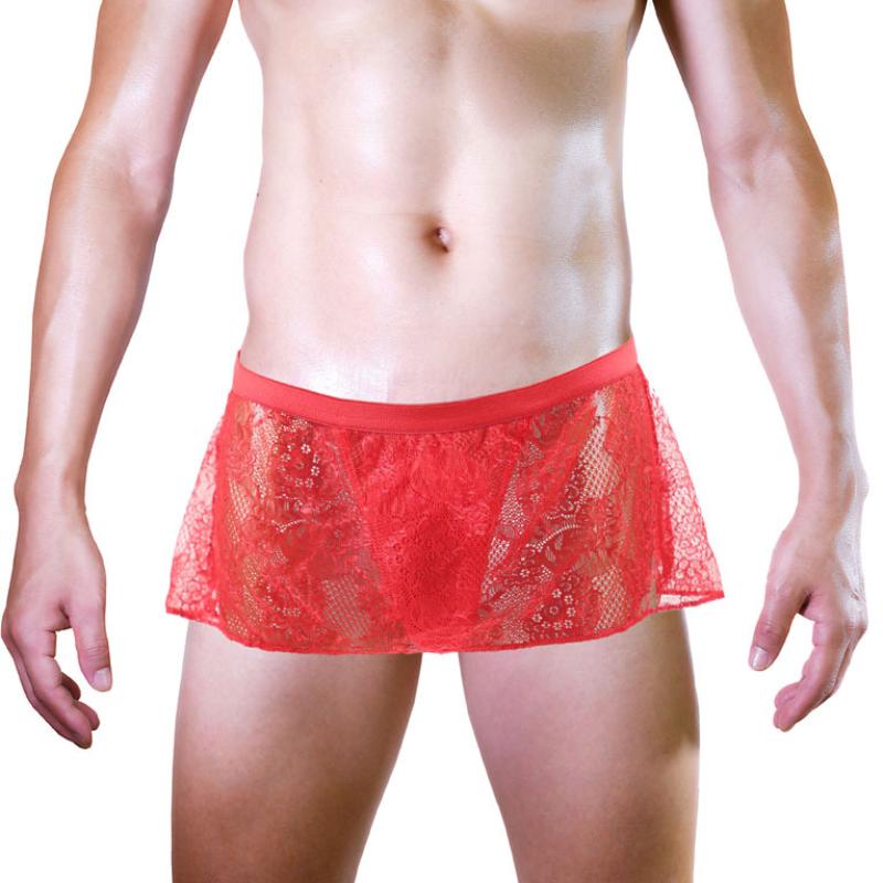 Mutandine Sissy da Uomo a Vita Bassa in Pizzo Trasparente Lingerie Gonna a Sbuffo Perizoma Crossdressing Transgender Ultra-Sottile Intimo Trasparente