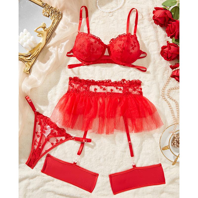 Костюм Exy новый романтический любовь веселая одежда прозрачный стальное кольцо веселый комплект нижнего белья S