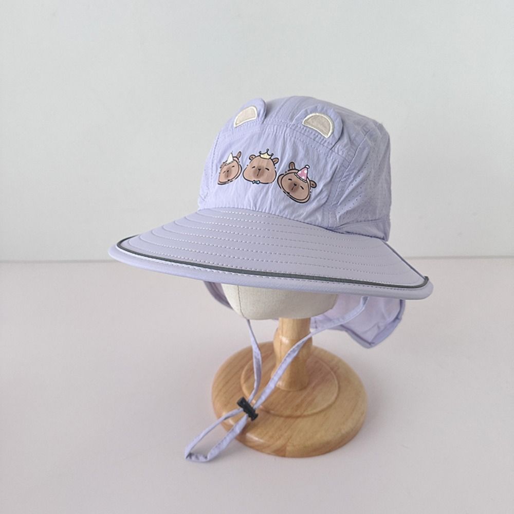 Windproof Rope Kids Shawl Sun Hat Breathable Baby Sun Protection Hat Capybara Fisherman Hat  Spring
