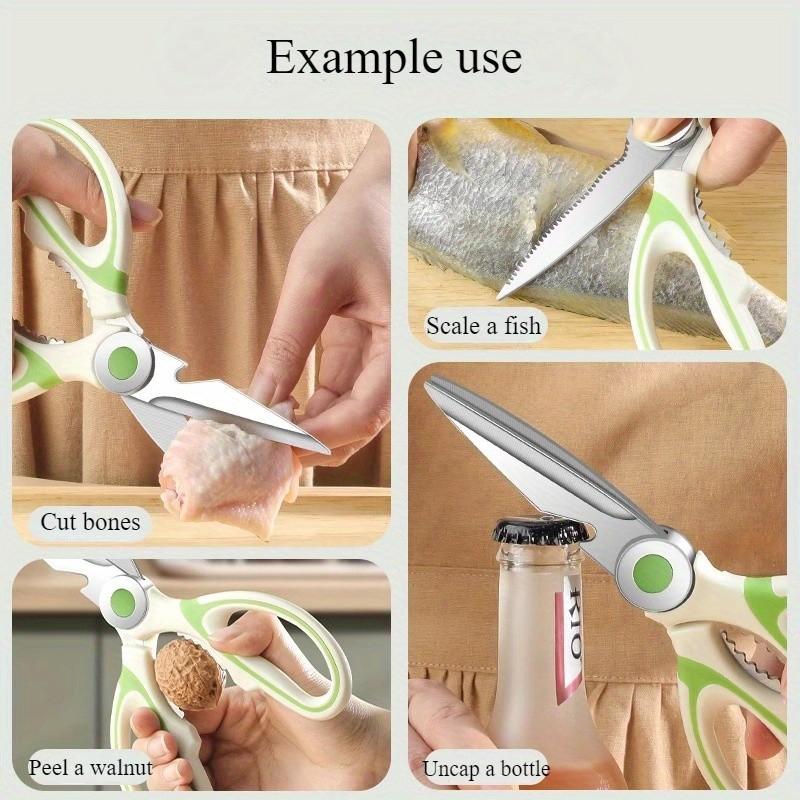 1 Pc Stainless Steel Kitchen Scissors, Food Scissors, Sturdy Chicken Bone Scissors, Versatile Sharp Meat Scissors, Household Scissors