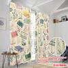 2Pcs,2D Plane Printing Pattern Curtains Literary Garden Polyester Fabric (Without Rod) Home Decor Use For Living Room & Bedroom