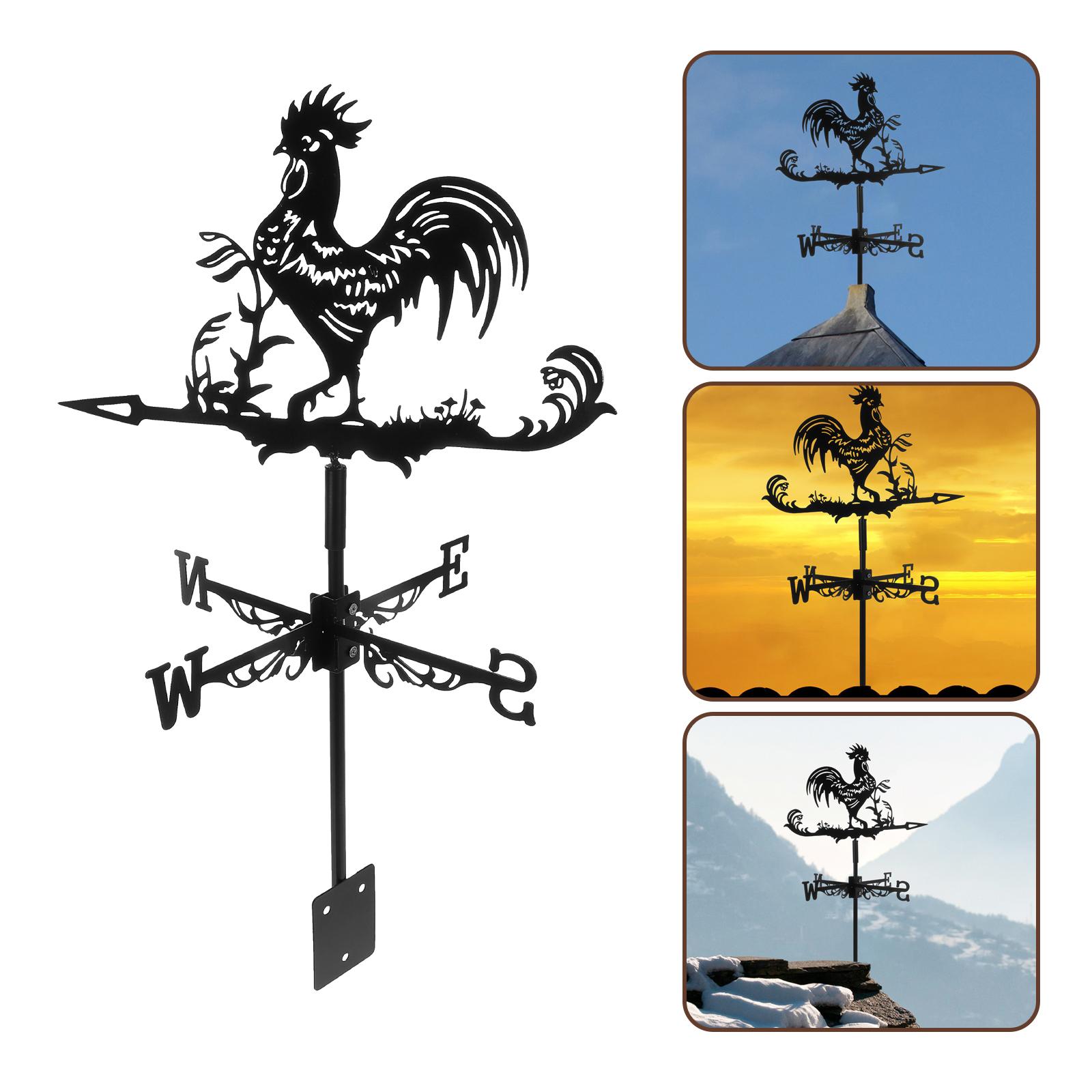 

Rooster Wind Vane Rooftop Weather Vane Retro Metal Wind Direction Indicator Farm Scene Garden Art Decor Roof Garden 30x30x57.5cm чёрный