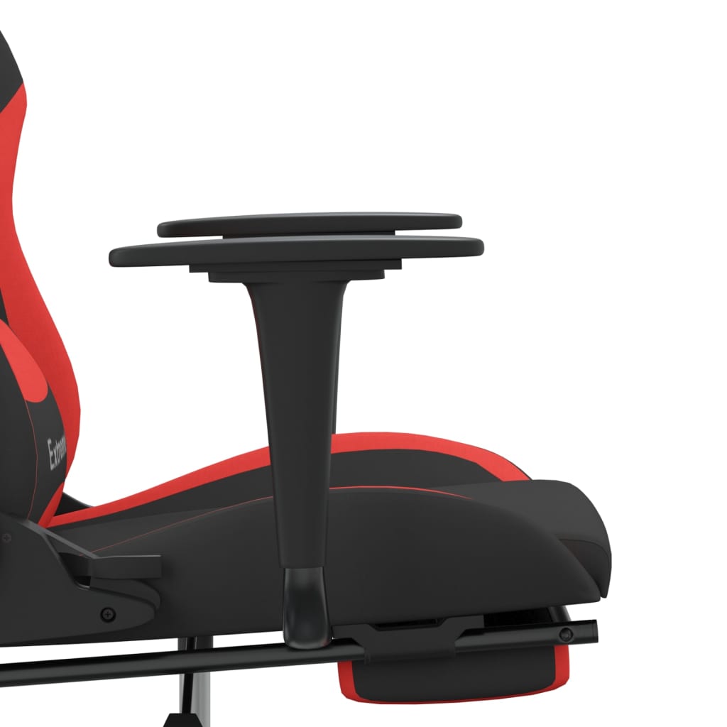 Gaming Chair with Massage Function and Footrest Black and Red Fabric