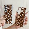 Magnetic Adsorption Phone Case For Samsung Galaxy Z Fold 7 6 5 Fold7 Fold6 Fold5 5G Leopard Print Anti Scratch Clear Back Cover