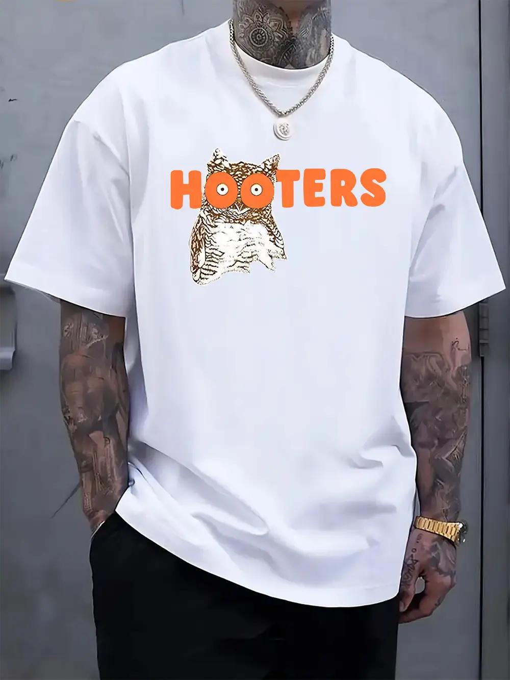 Owl Graphic Print Short-Sleeve T-shirt - Casual Crew Neck XXXL