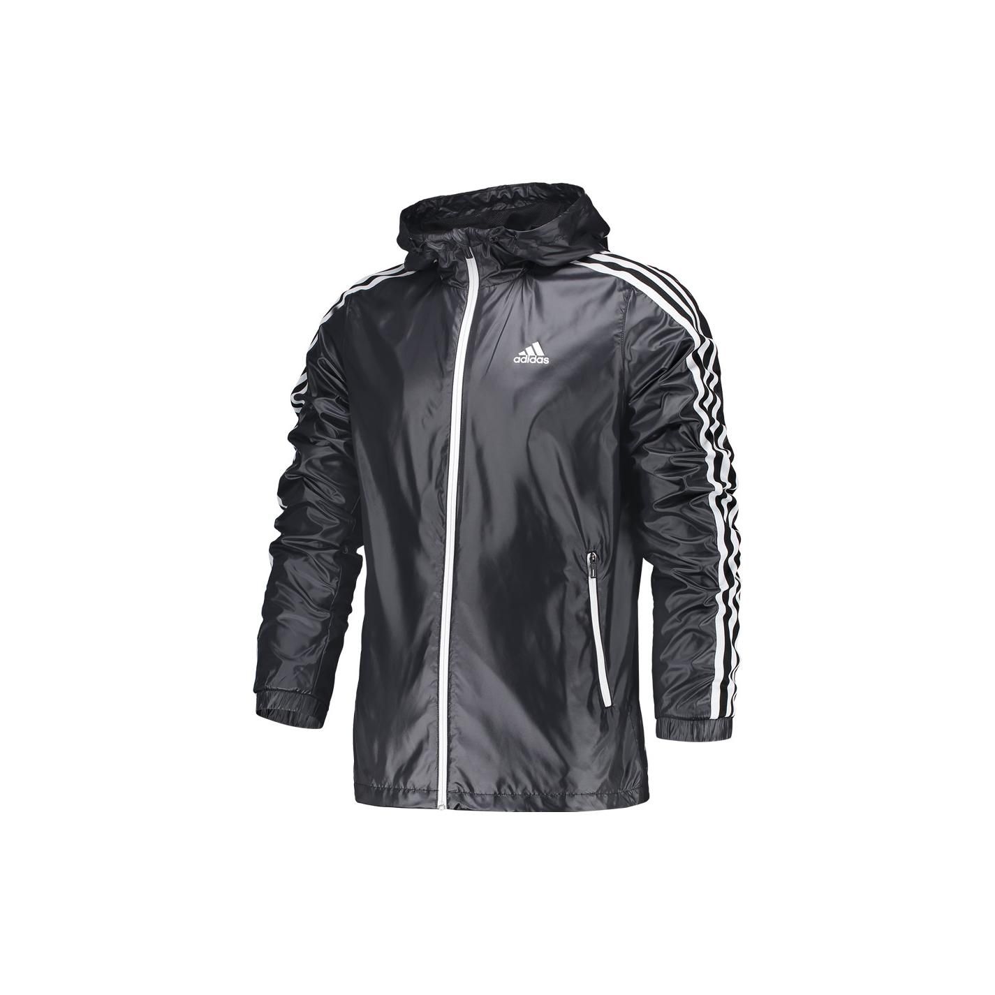 

Мужская куртка с капюшоном и длинными рукавами в полоску Adidas, черная BR1566