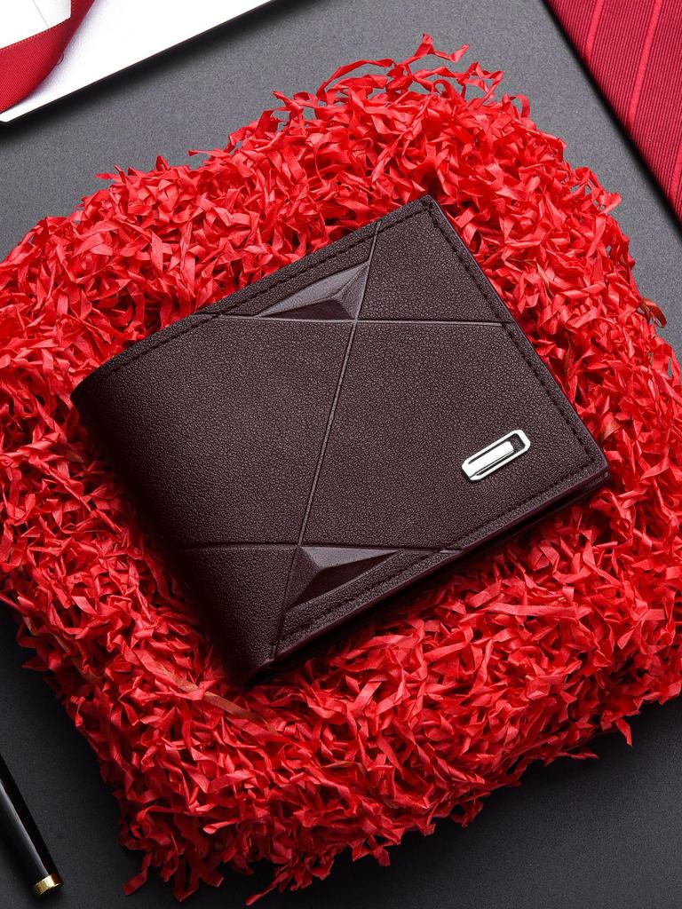 Men's Slim Leather Bi-Fold Wallet with Multi-Card Slots & Coin Pocket