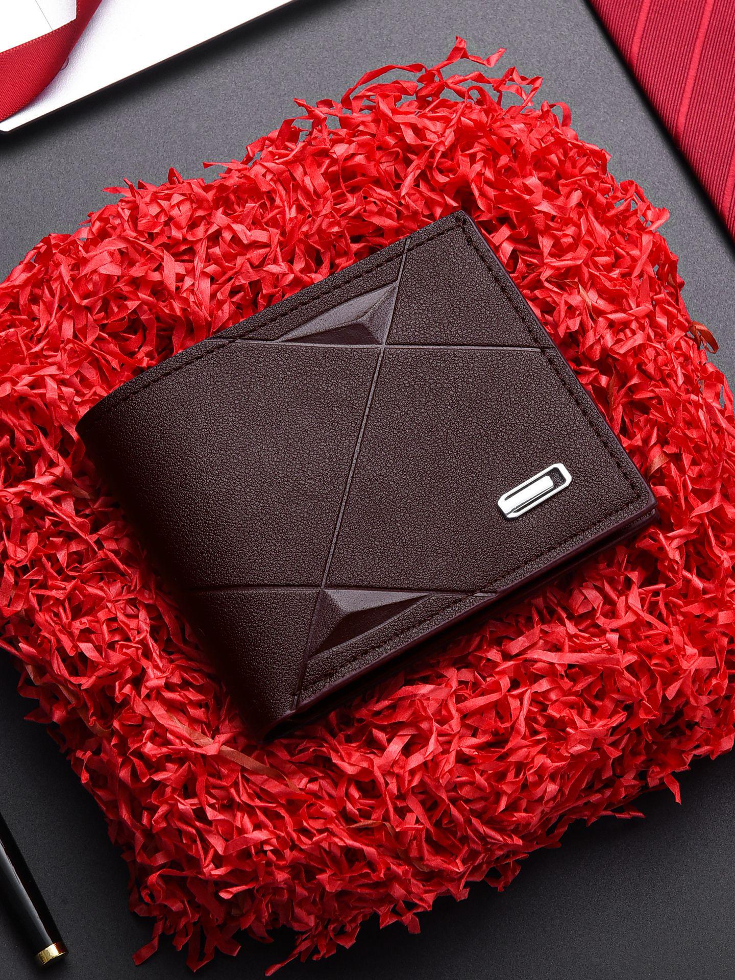 

Men s Slim Leather Bi-Fold Wallet with Multi-Card Slots & Coin Pocket темно-коричневого