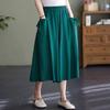 Wide Leg Pants for Women In Summer Loose Fit Plus Size Solid Color Elastic Waistband Large Swing Skirt Pants Casual Cropped Pants