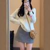 Girls' High-Waist Woolen A-Line Skirt - Casual Slimming Hip-Hugging Short Skirt for Autumn/Winter