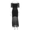 Spring Off-Shoulder Backless Maxi Dress For Women Gown Fashion Mesh Strapless Sleeveless Bodycon Long Dress Elegant