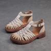 Johnature Sandali intrecciati traspiranti scavati Scarpe da donna in vera pelle stile romano retrò
