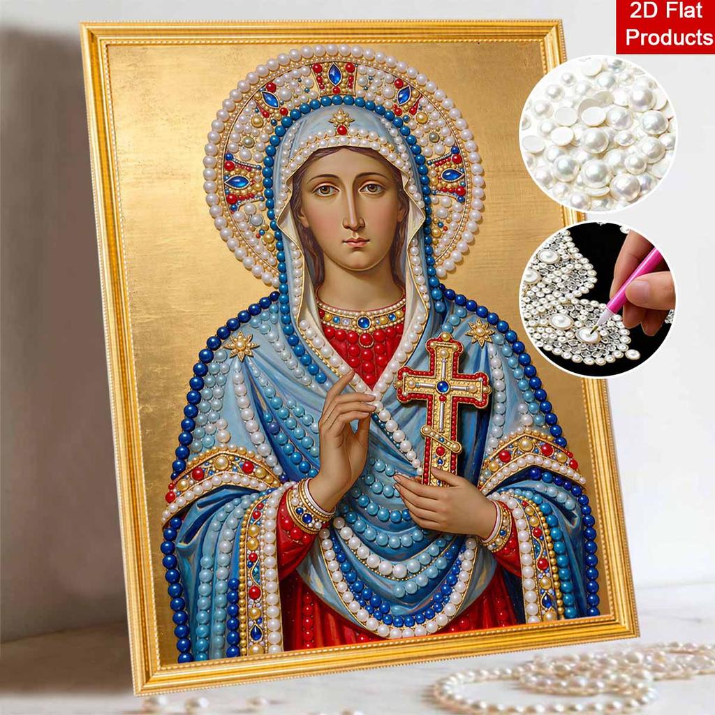 DIY 3D Pearl Diamond Painting Art Set Virgin Mary Religious Holy Figure Home Decor Art Set Wall Art