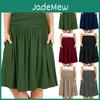 With Pockets Skirt Women Regular Below The Knee Length Solid Color Ruched Flowy Midi Skirt