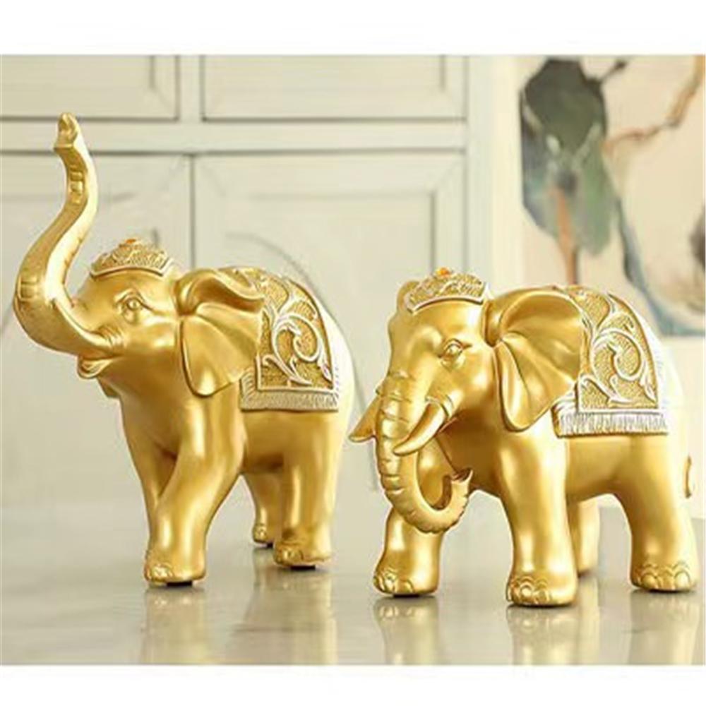 A Pair of Elephant Statues Resin Crafts Implied Fortune Object Living Room Porch Desk Decoration Lucky Indian Elephant Ornaments