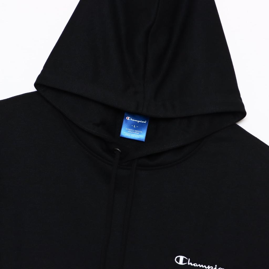 Hoodie Long Sleeve Fleece Embroidery Script Logo Hooded Sweatshirt Sports Black XL [Champion] Men's C3-YS151Z