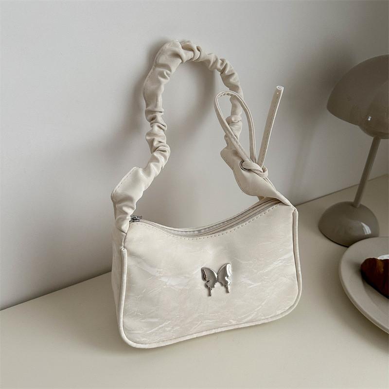 Street Style Small Crossbody Bag With Wrinkle Design And Polyester Interior For Casual Outings
