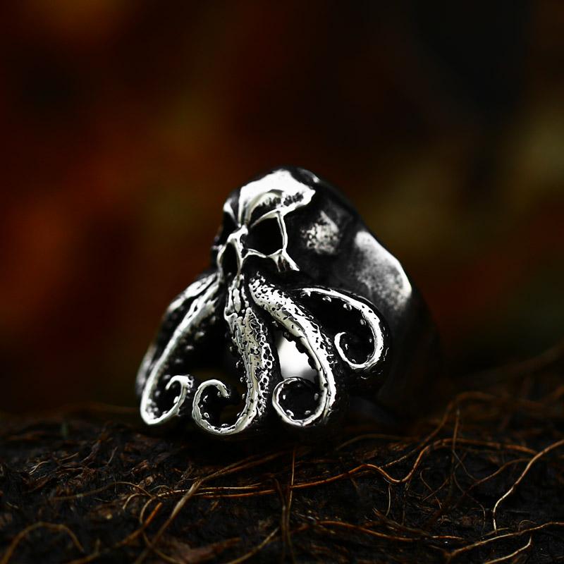 BEIER Edelstahl Antik Mode Herrenringe Totenkopf Oktopus Edelstein Tier Retro Punk Gothic Biker Schmuck Großhandel