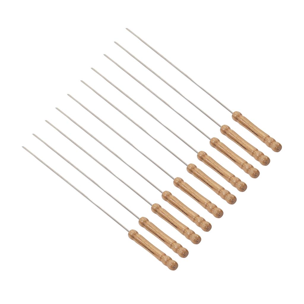 10 stücke Grillspieße Holzgriff Edelstahl BBQ Kabob Sticks für Outdoor-Grill 11,8 in