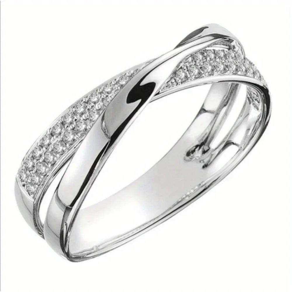 Anello a X Bicolore Trendy Oro Rosa per Donna, Gioiello di Moda Elegante per Matrimonio e Uso Quotidiano