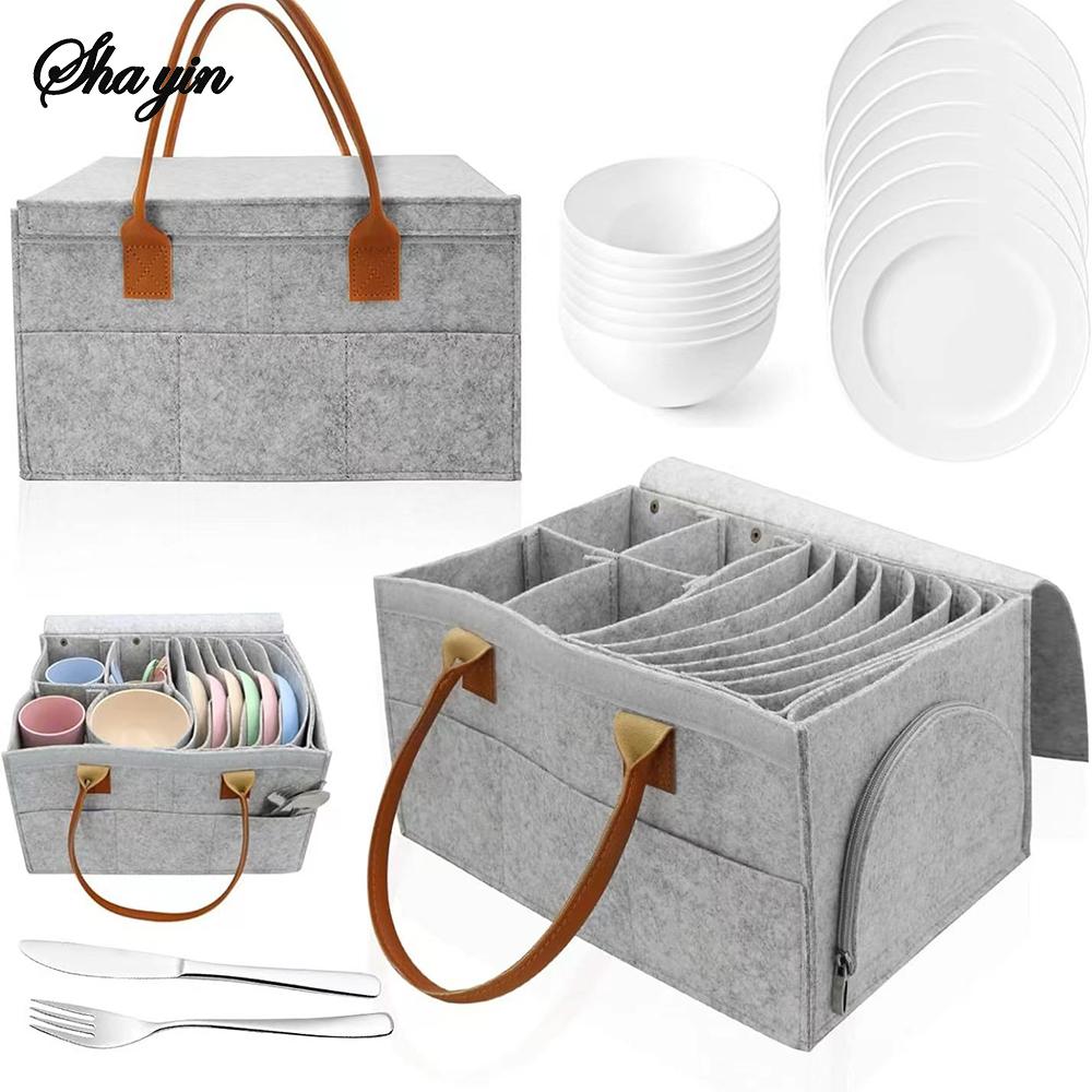 

Сумка-органайзер для чашек и тарелок, подставка для чашек, утолщенный контейнер для хранения походной посуды, многоярусный ящик для хранения тарелок для кухонного шкафа, фетровый боар