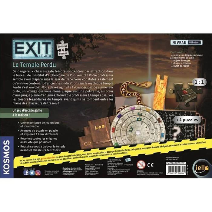 Escape Game Set - Iello - Exit the Lost Temple - Immersive Experience - Cooperative - Clues and Decoder