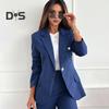 Women Suit Coat Lapel Long Sleeve Flap Pockets Suit Jacket Solid Color Single Button Office Lady Outwear