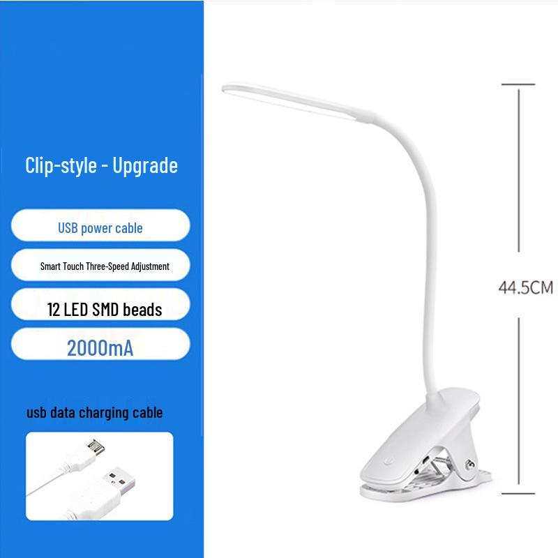 Kuailingtong LED Clip Desk Lamp - New Chinese Style, USB Charging, Dual-use, Eye Protection for Children's Room.