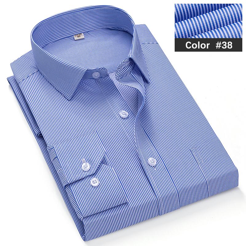 Classic Blue Striped Business Casual Shirt Men's Autumn Slim Lapel Long Sleeve Office Banquet Wedding Formal Social Shirt