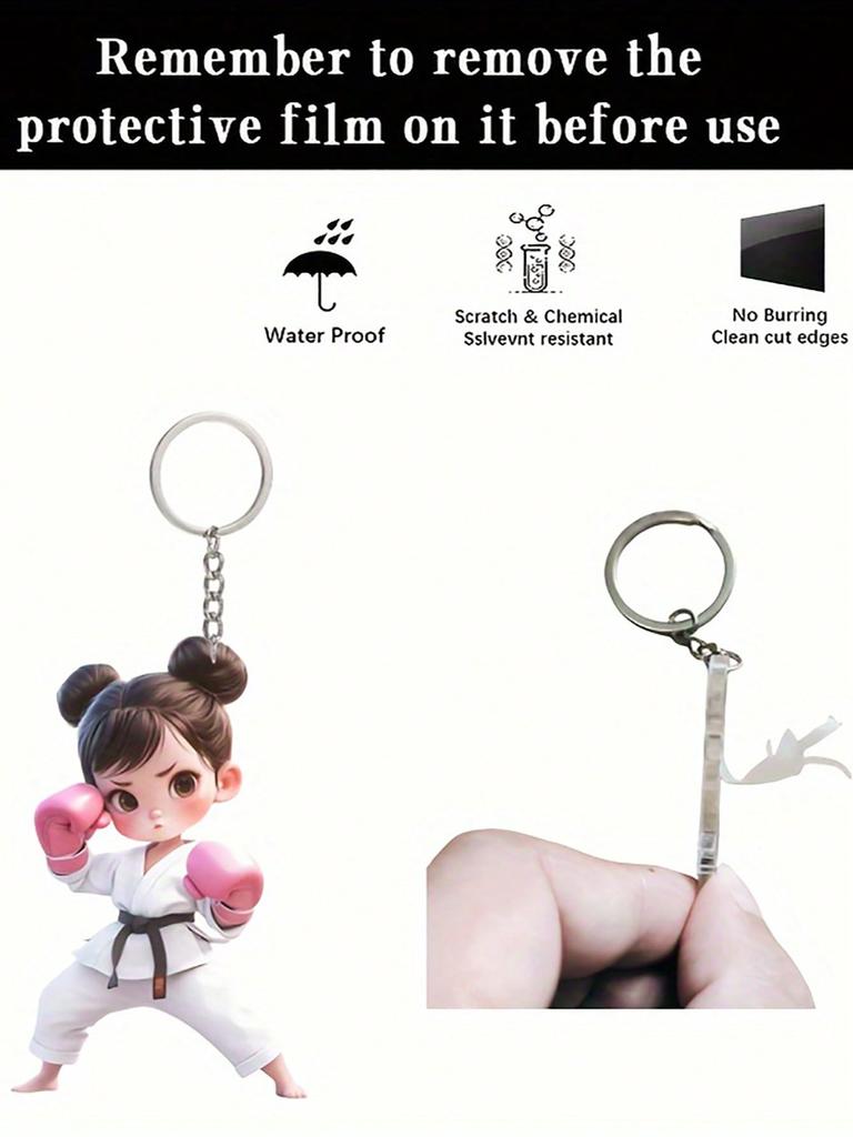 Cute Acrylic Girl Boxer Keychain - Perfect for Thanksgiving Gift | DIY Holiday Decoration, Suitable for Backpack Accessories