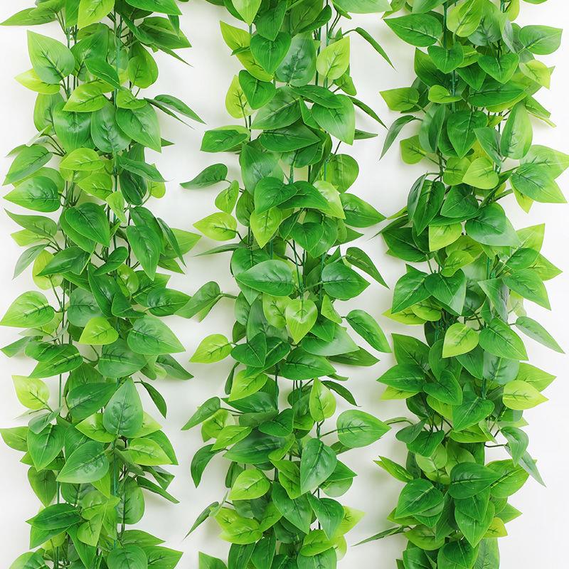 Artificial Green Leaf Vine for Decorative Wrapping: Ideal for Water Pipes, Air Conditioning Wires, Ceiling, Wall Hanging, and Winding Decorations.