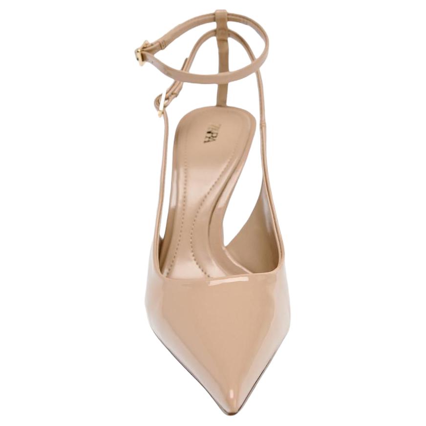 Zara Décolleté a punta con cinturino alla caviglia in vernice Nude Donna 2233510